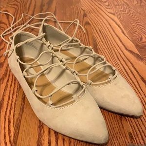 Forever 21 faux suede lace up flats